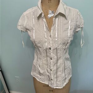 Women's Cream Button-Up Top